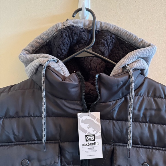 Ecko Unltd Black Puffer Vest Hooded Full Zip Mens 3XL Streetwear NWT - Picture 4 of 9